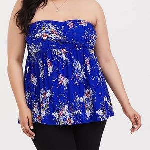 SOLD! NWOT Torrid Blue Floral Mesh Tube Top 1